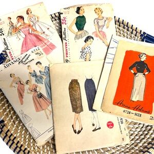 5 50’s Printed Dress Patterns Advance McCall’s Simplicity Anne Adams Bundle